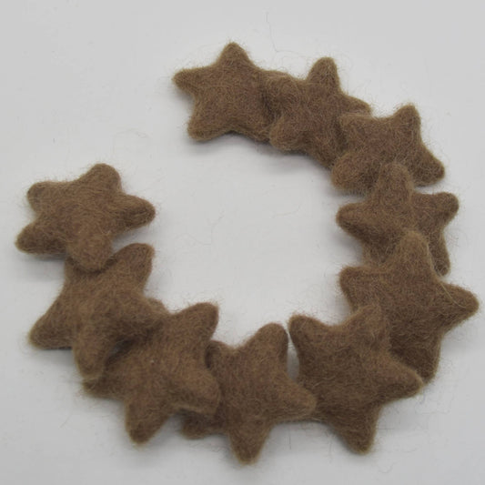 Wollfilzsterne 10 Stück 3,5 cm Hellbraun