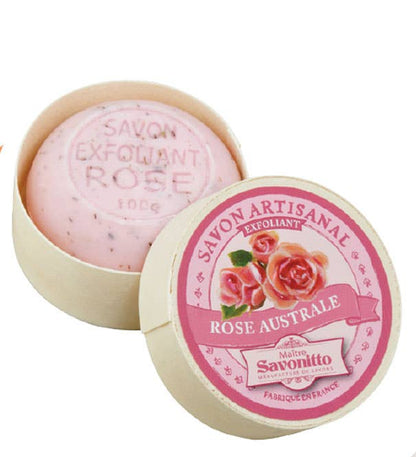 Rosenseife mit Peeling in Holzkiste, 100 g