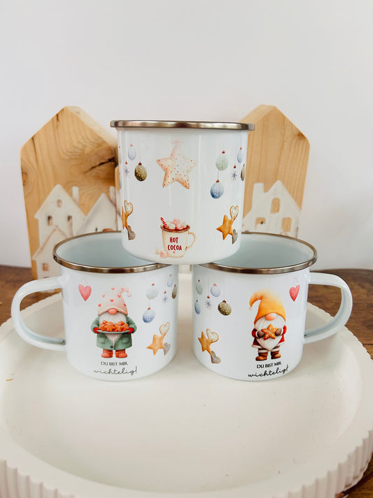 Emailletasse Wichtel