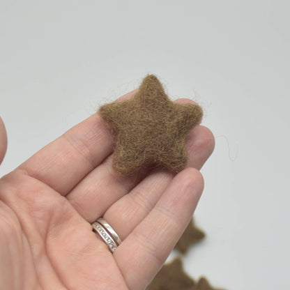 Wollfilzsterne 10 Stück 3,5 cm Hellbraun