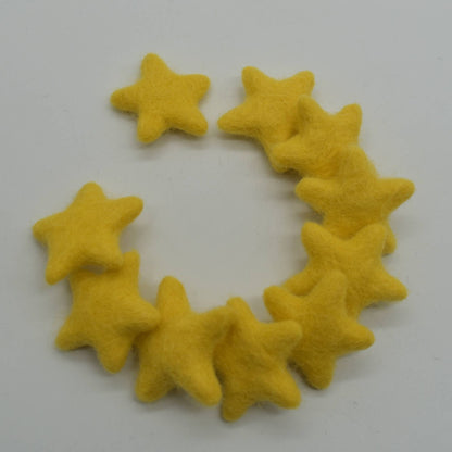 Wollfilzsterne 10 Stück 3,5 cm Senfgelb