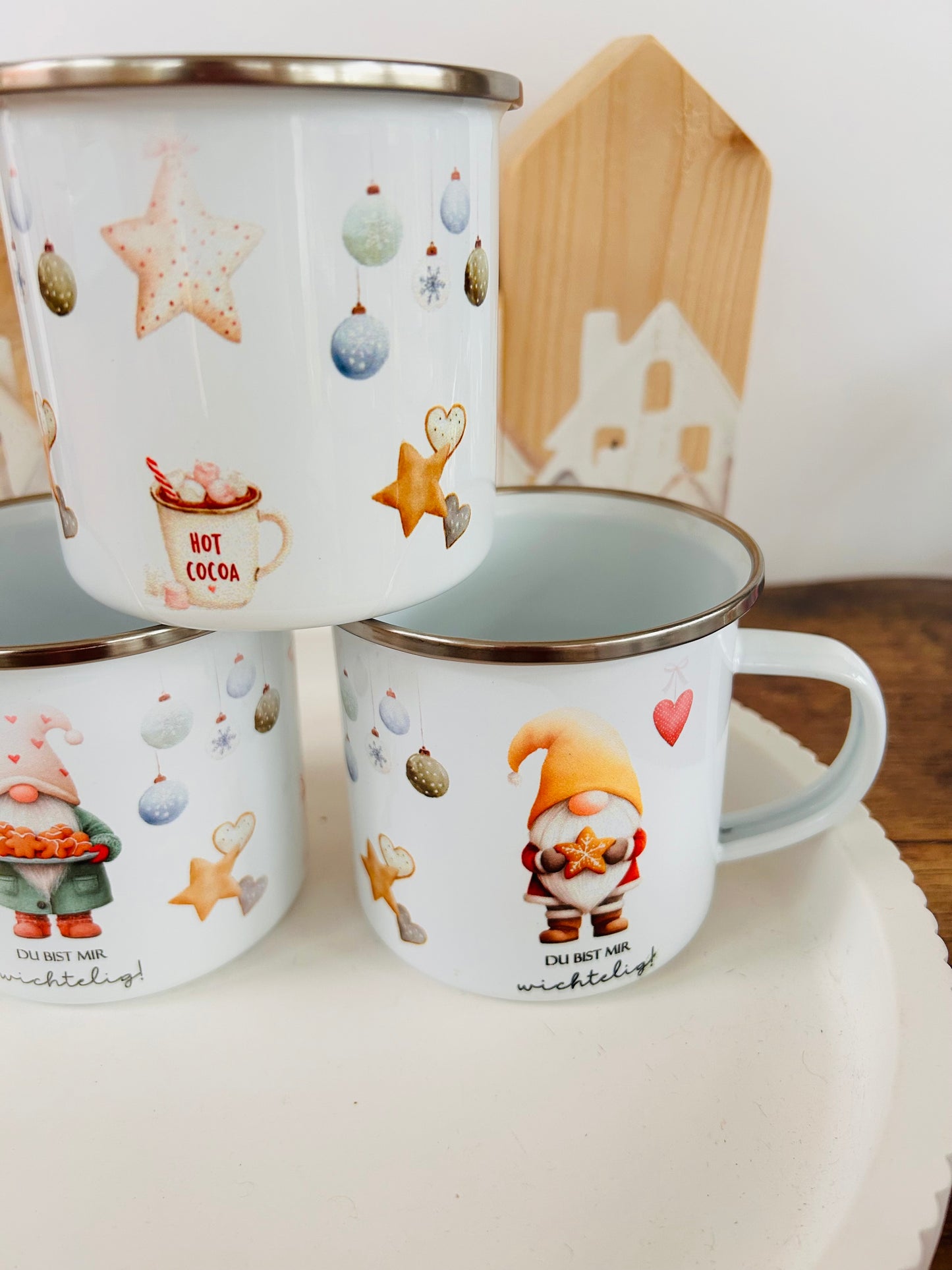 Emailletasse Wichtel