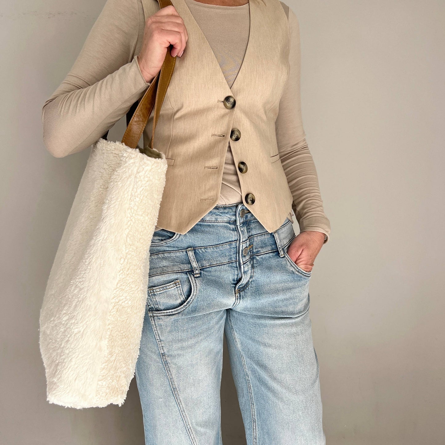 Wendbarer TeddyBag - recycelte Baumwolle Khaki