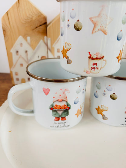 Emailletasse Wichtel