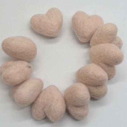 Wollfilzherzen 10 Stück 3 cm Hellrosa Babyrosa
