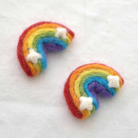 100% Wollfilz Regenbögen - 10 Stück - 4,5 cm - 5,5 cm - Hell