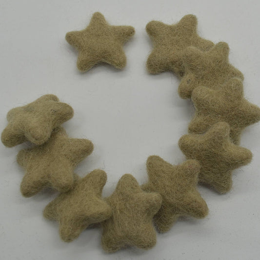 Wollfilzsterne 10 Stück 3,5 cm Hellolivgrau