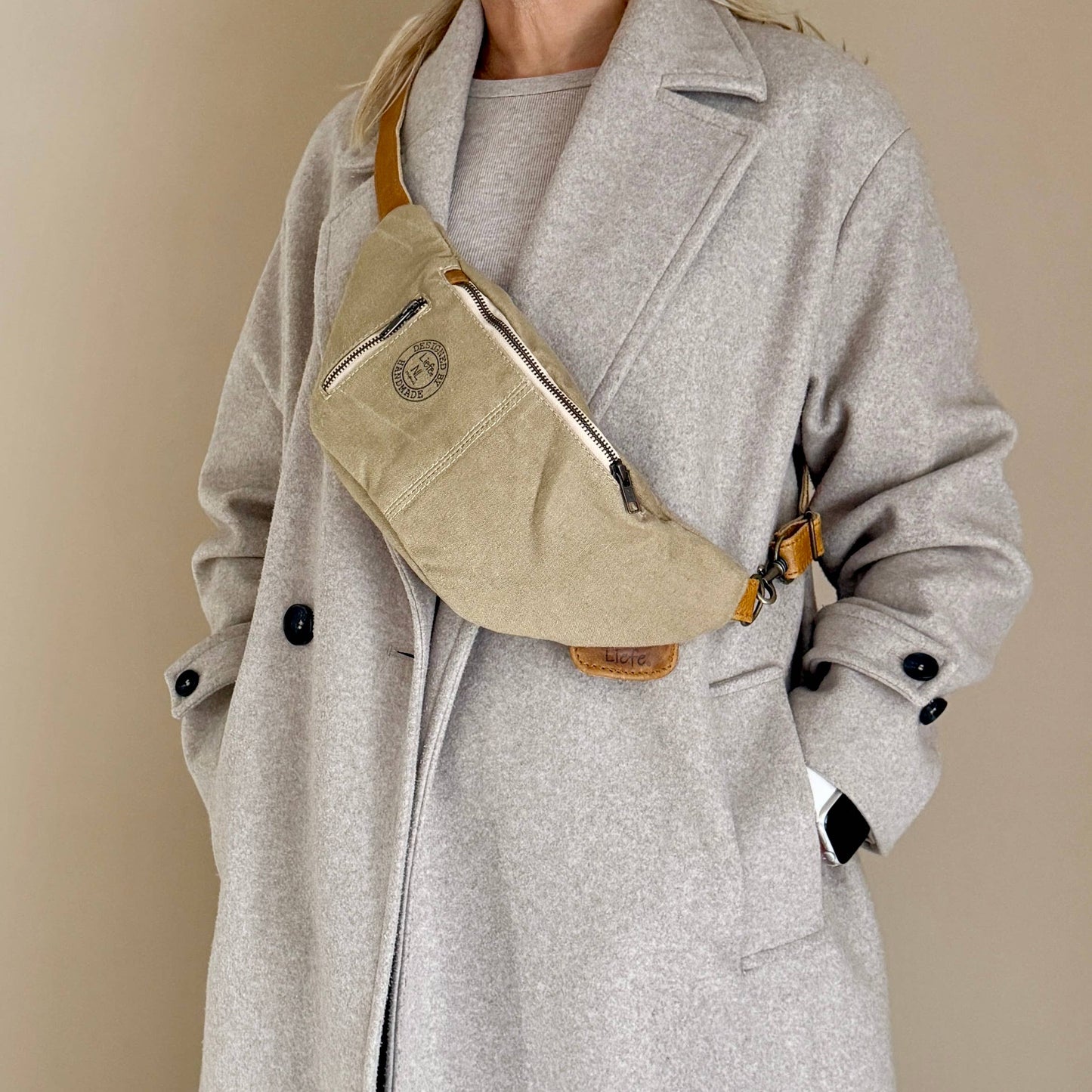 Bauchtasche (khaki Baumwolle) Crossbag Gürteltasche NEU