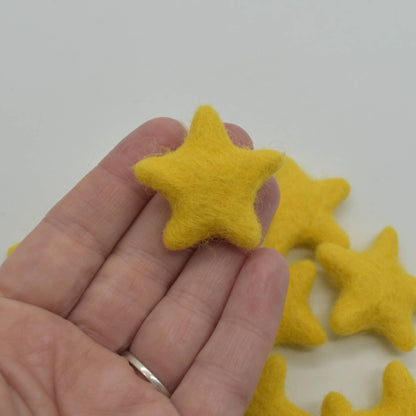 Wollfilzsterne 10 Stück 3,5 cm Senfgelb