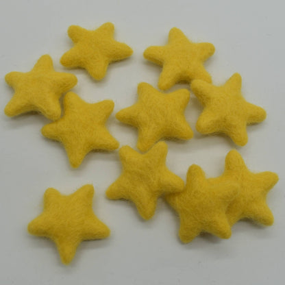 Wollfilzsterne 10 Stück 3,5 cm Senfgelb