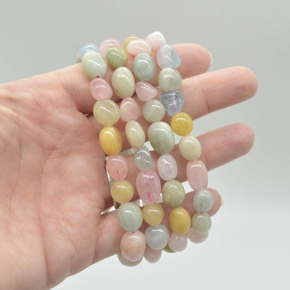 Morganit-Beryll Halbedelstein-Nugget-Perlenarmband