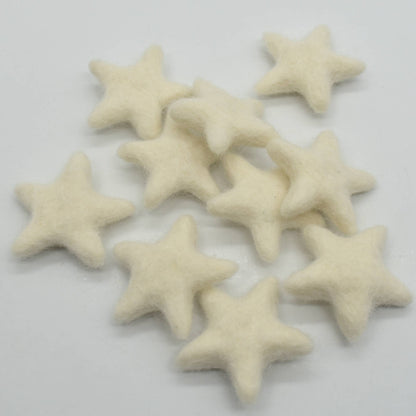 100% Wollfilz Sterne - 10 Stück - ca. 3,5 cm - Elfenbein #1