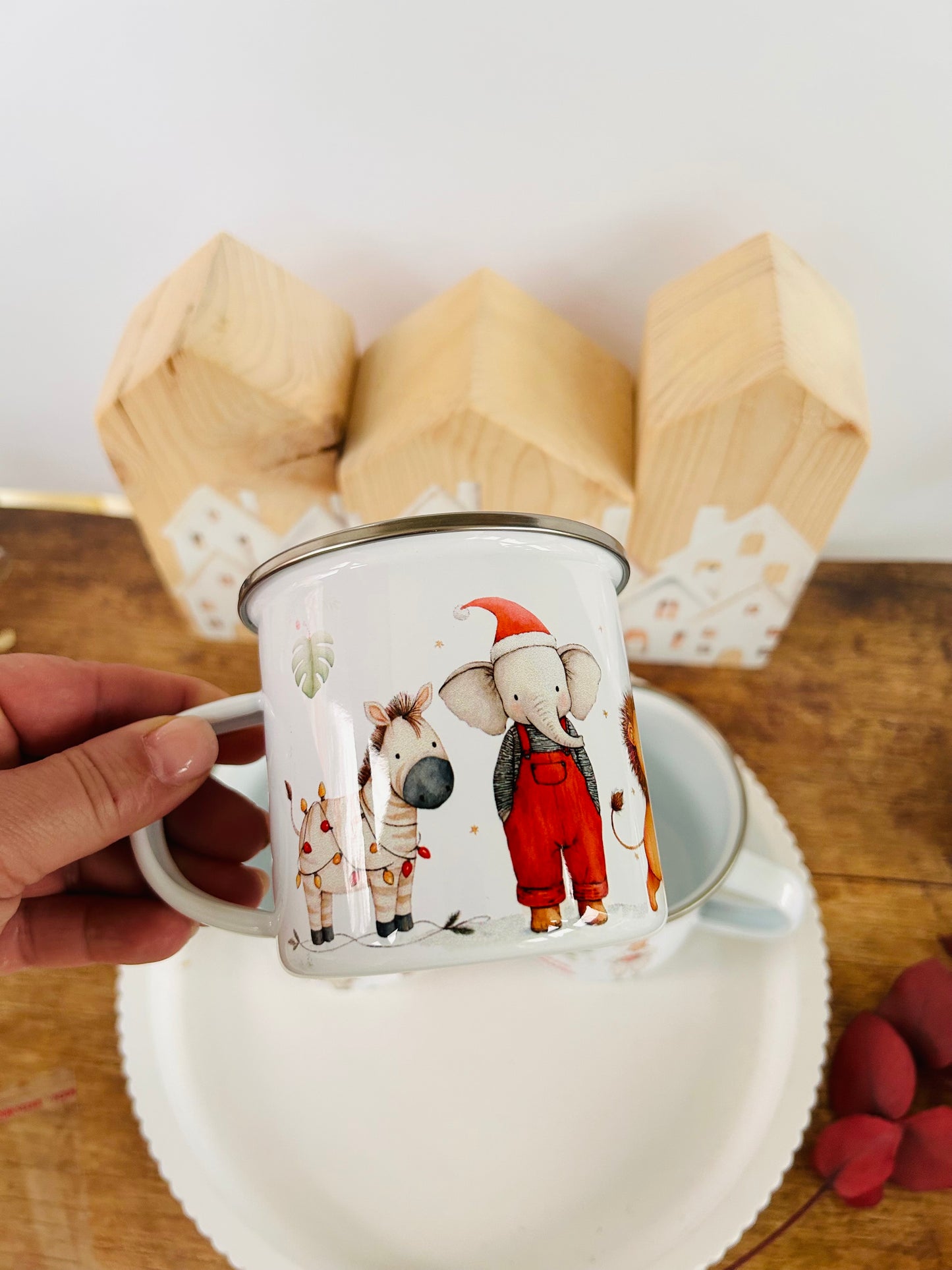 Emailletasse Weihnachtstiere