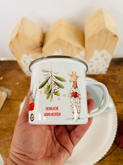 Emailletasse Weihnachtstiere