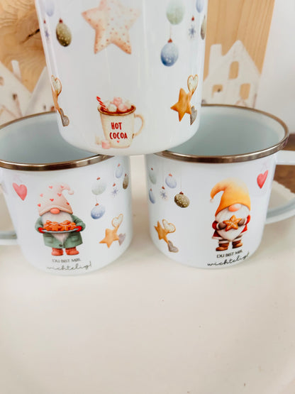 Emailletasse Wichtel