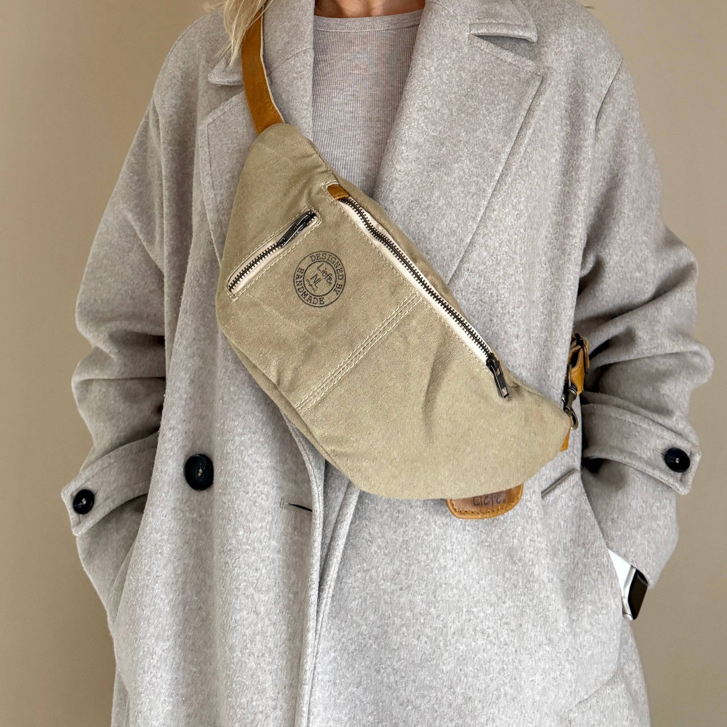 Bauchtasche (khaki Baumwolle) Crossbag Gürteltasche NEU