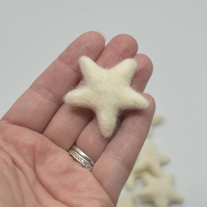 100% Wollfilz Sterne - 10 Stück - ca. 3,5 cm - Elfenbein #1