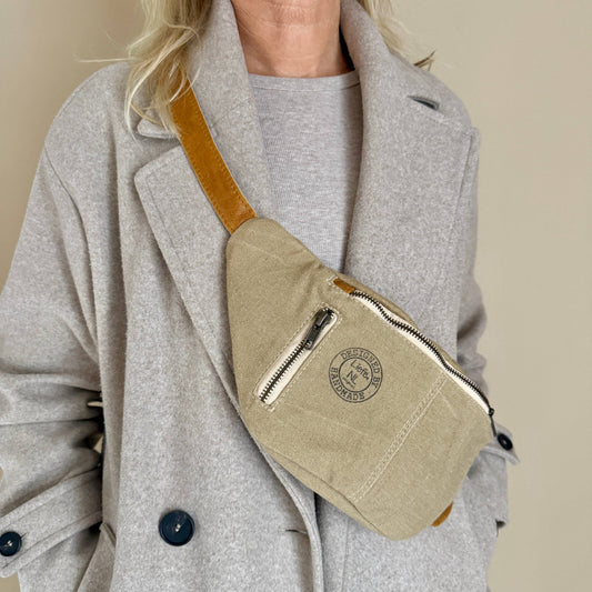 Bauchtasche (khaki Baumwolle) Crossbag Gürteltasche NEU