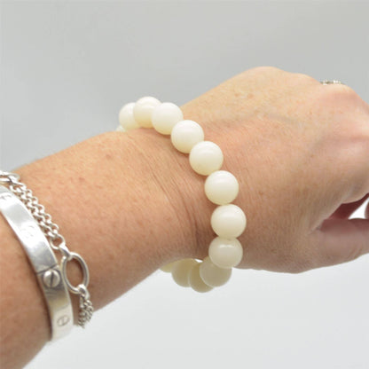 Armband aus natürlichen Elfenbein-Bodhi-Wurzel-Rundperlen 10 mm