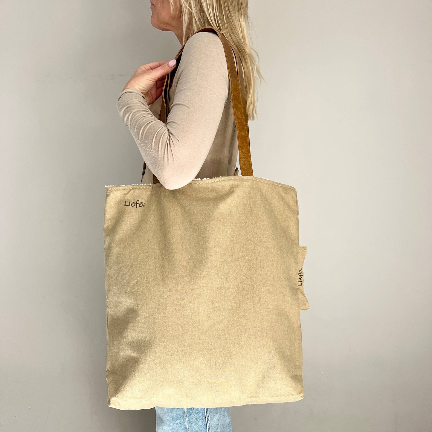 Wendbarer TeddyBag - recycelte Baumwolle Khaki