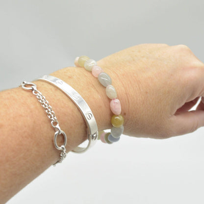 Morganit-Beryll Halbedelstein-Nugget-Perlenarmband
