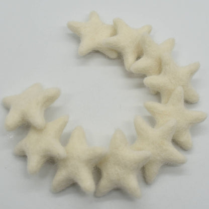 100% Wollfilz Sterne - 10 Stück - ca. 3,5 cm - Elfenbein #1