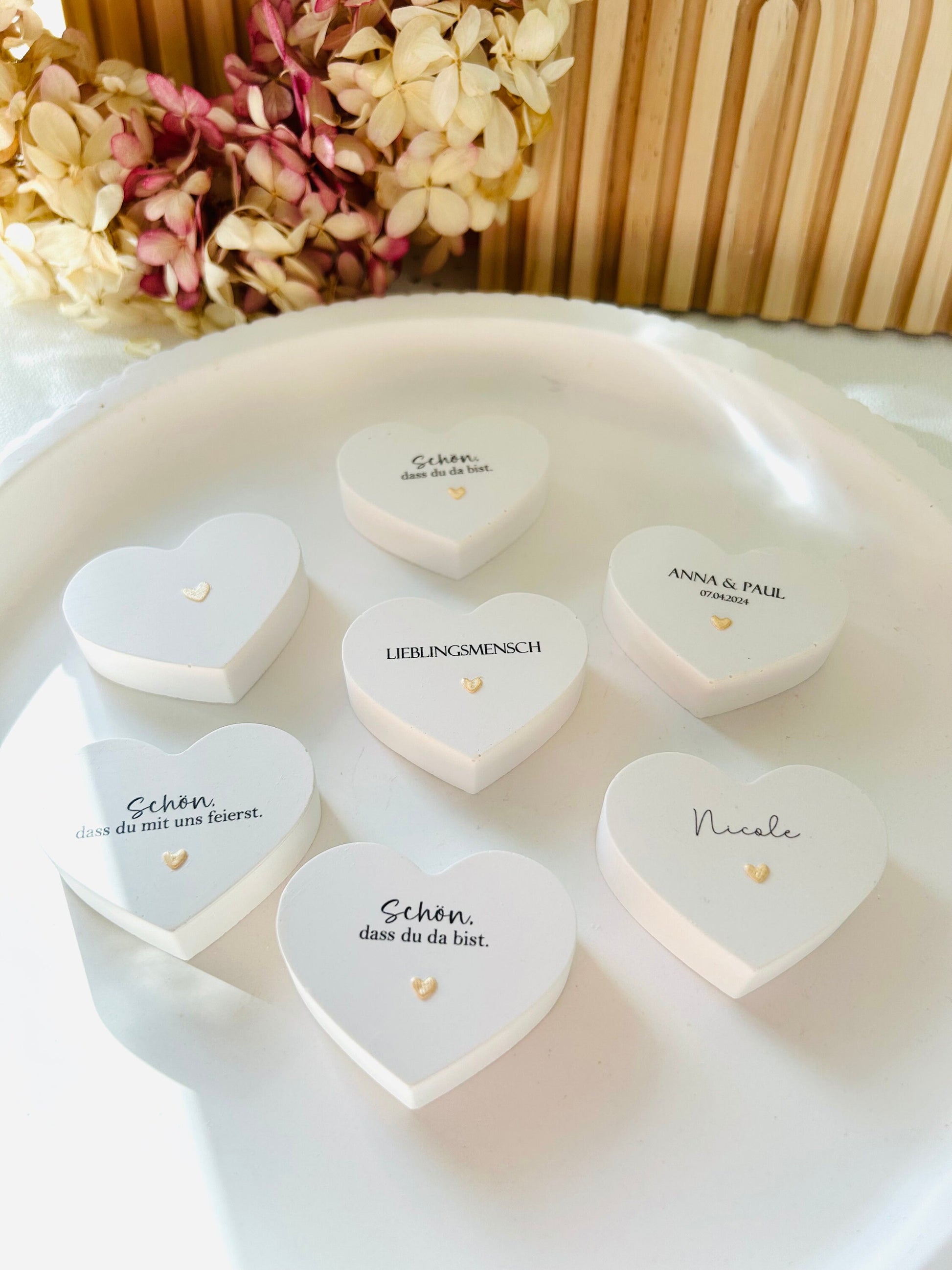 Gastgeschenk Hochzeit, Gastgeschenk, Tischkarte, Give Away, Herz, Geschenk zur Hochzeit, personalisiert