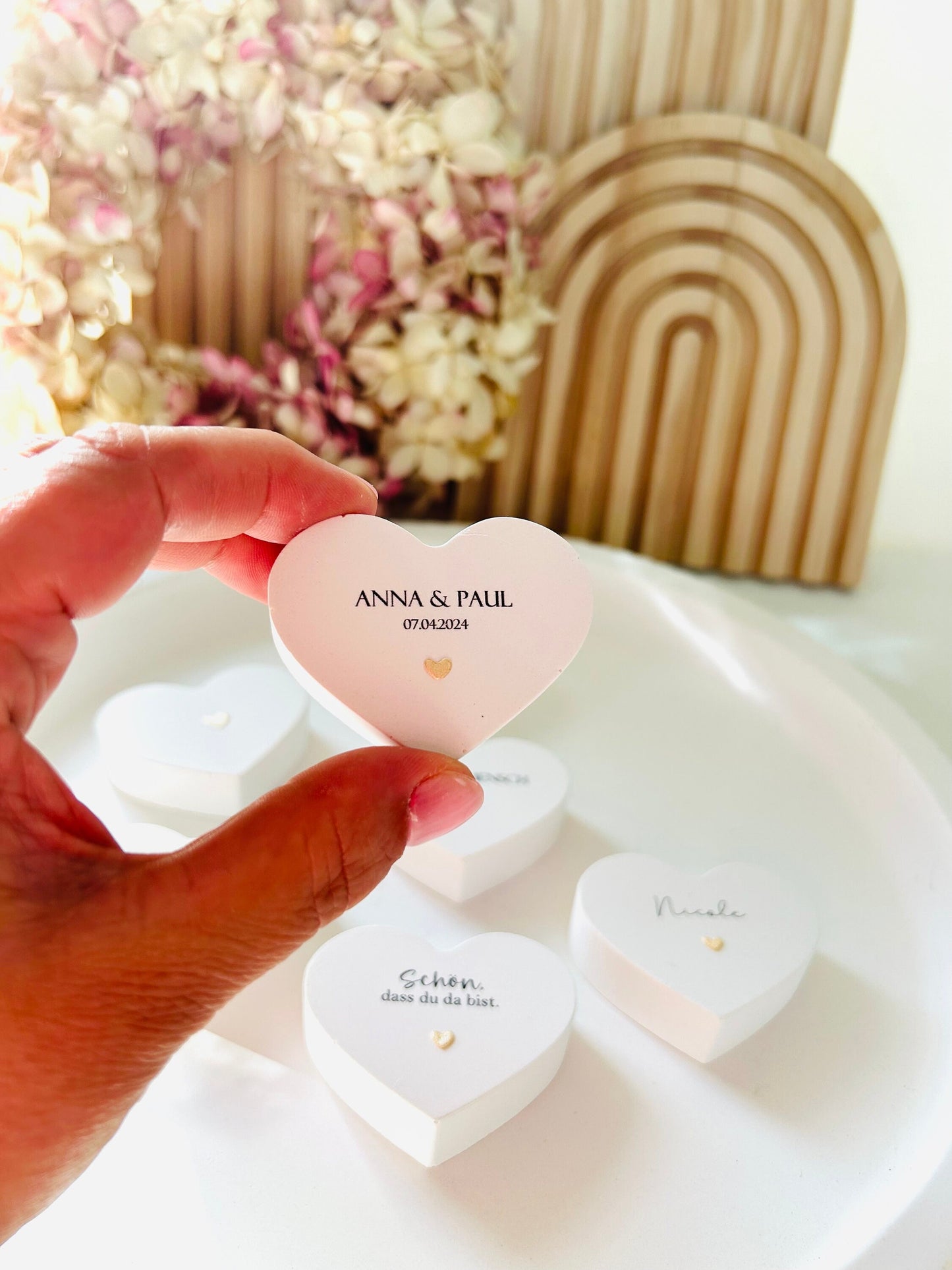 Gastgeschenk Hochzeit, Gastgeschenk, Tischkarte, Give Away, Herz, Geschenk zur Hochzeit, personalisiert
