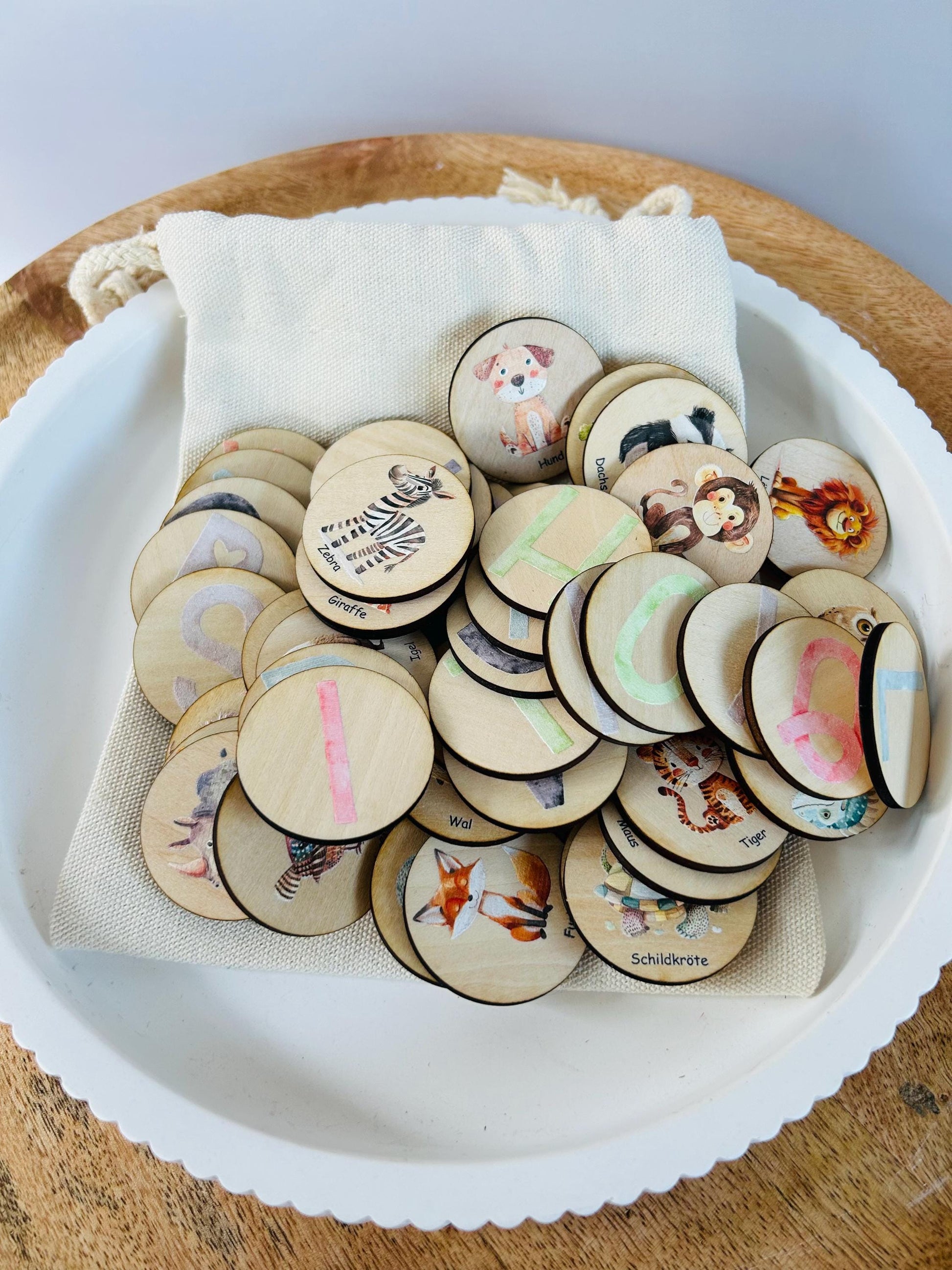 Memory personalisiert, Geschenk zur Schuleinführung, Schulanfang, Schulkind, Memory Holz, Tier ABC , Schultüte, Tier Memory