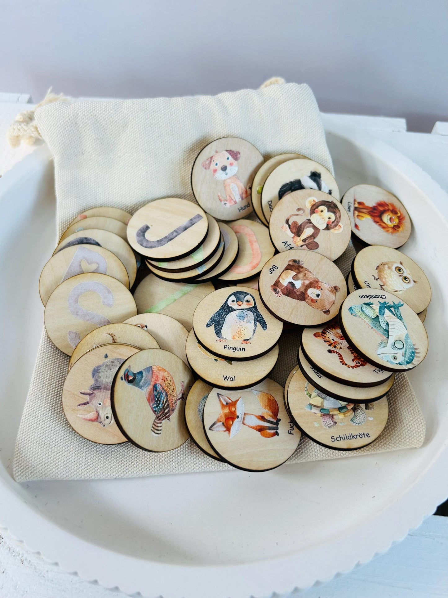 Memory personalisiert, Geschenk zur Schuleinführung, Schulanfang, Schulkind, Memory Holz, Tier ABC , Schultüte, Tier Memory