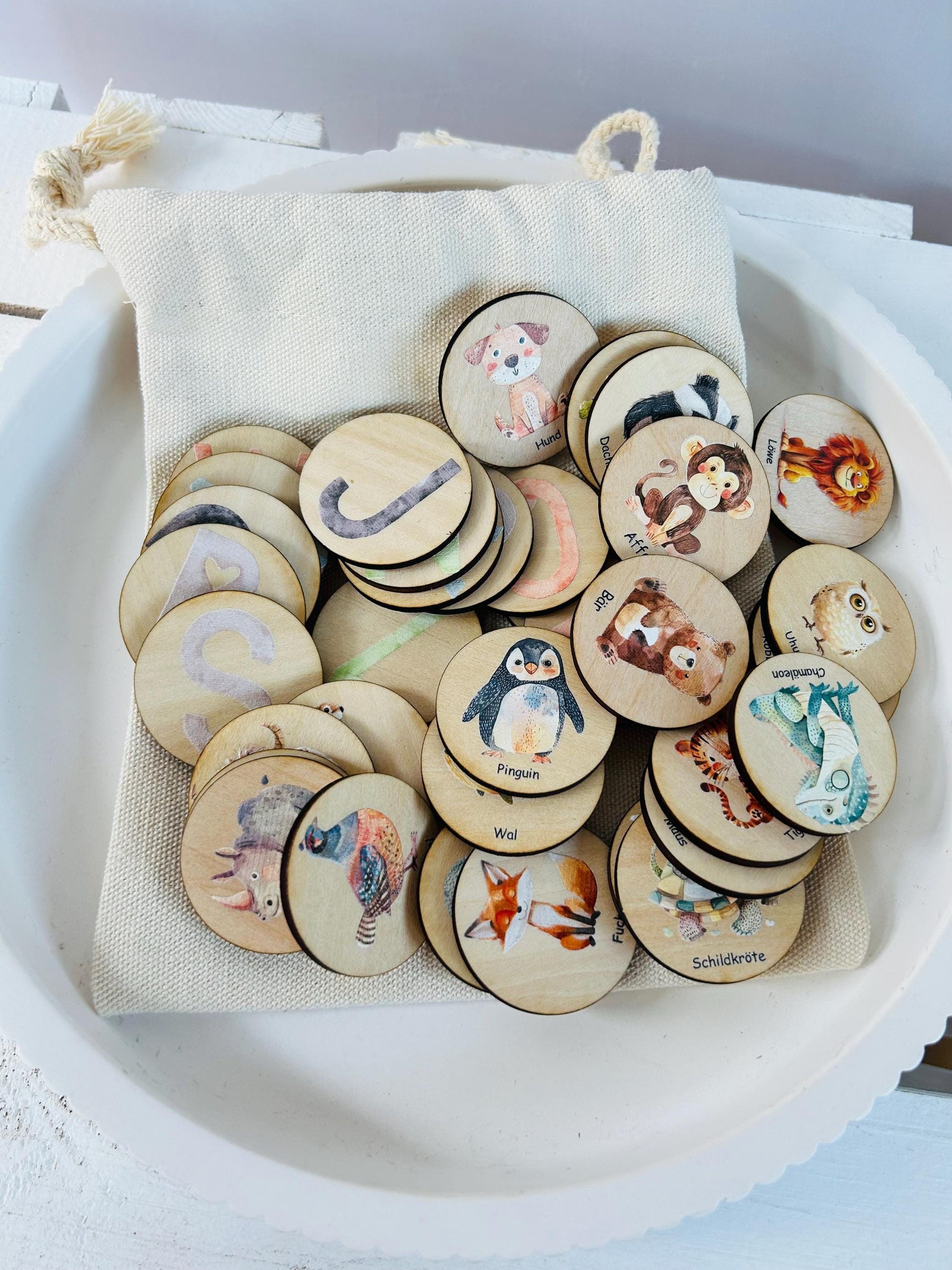 Memory personalisiert, Geschenk zur Schuleinführung, Schulanfang, Schulkind, Memory Holz, Tier ABC , Schultüte, Tier Memory