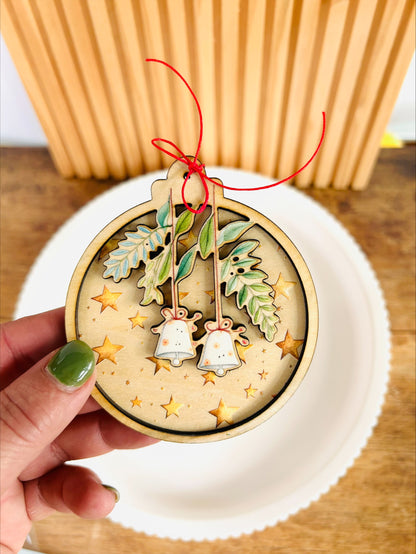 Weihnachtskugel, Baumschmuck, Holzanhänger