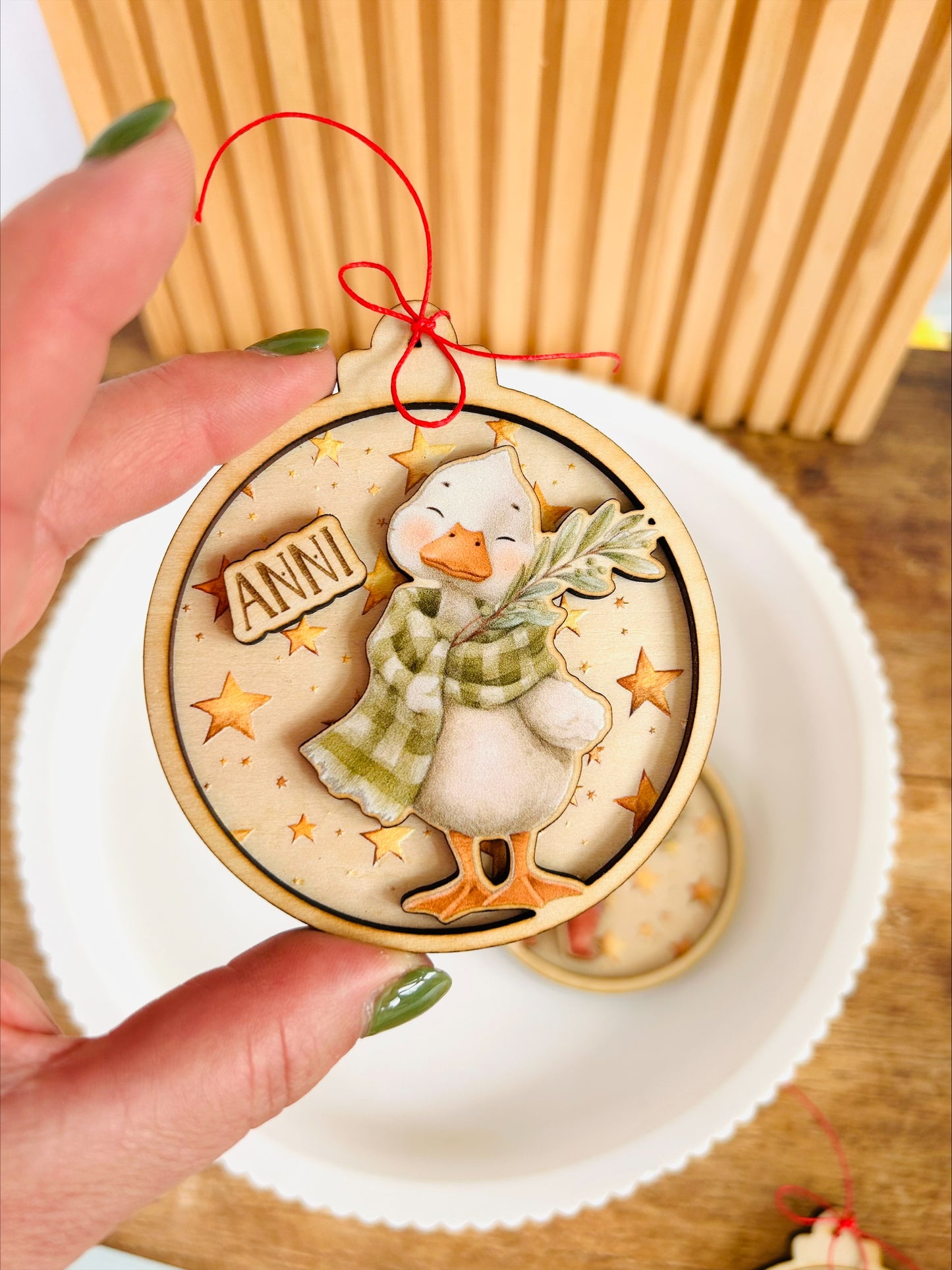 Weihnachtskugel, Baumschmuck, Holzanhänger