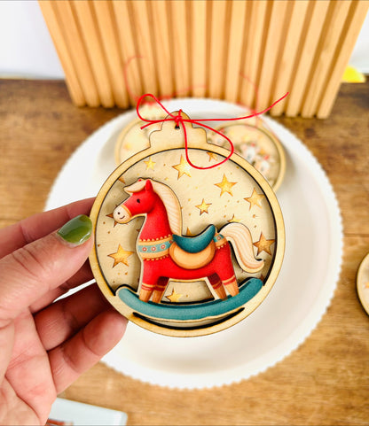 Weihnachtskugel, Baumschmuck, Holzanhänger