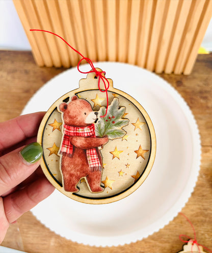 Weihnachtskugel, Baumschmuck, Holzanhänger