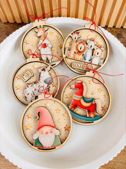 Weihnachtskugel, Baumschmuck, Holzanhänger